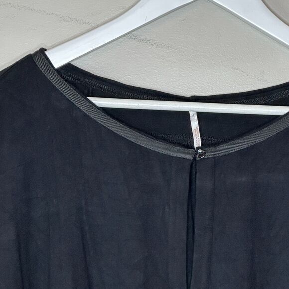 Free People Keepin On High Low Hem Knit Top Tie Sleeve Black Women Small - Picture 5 of 10